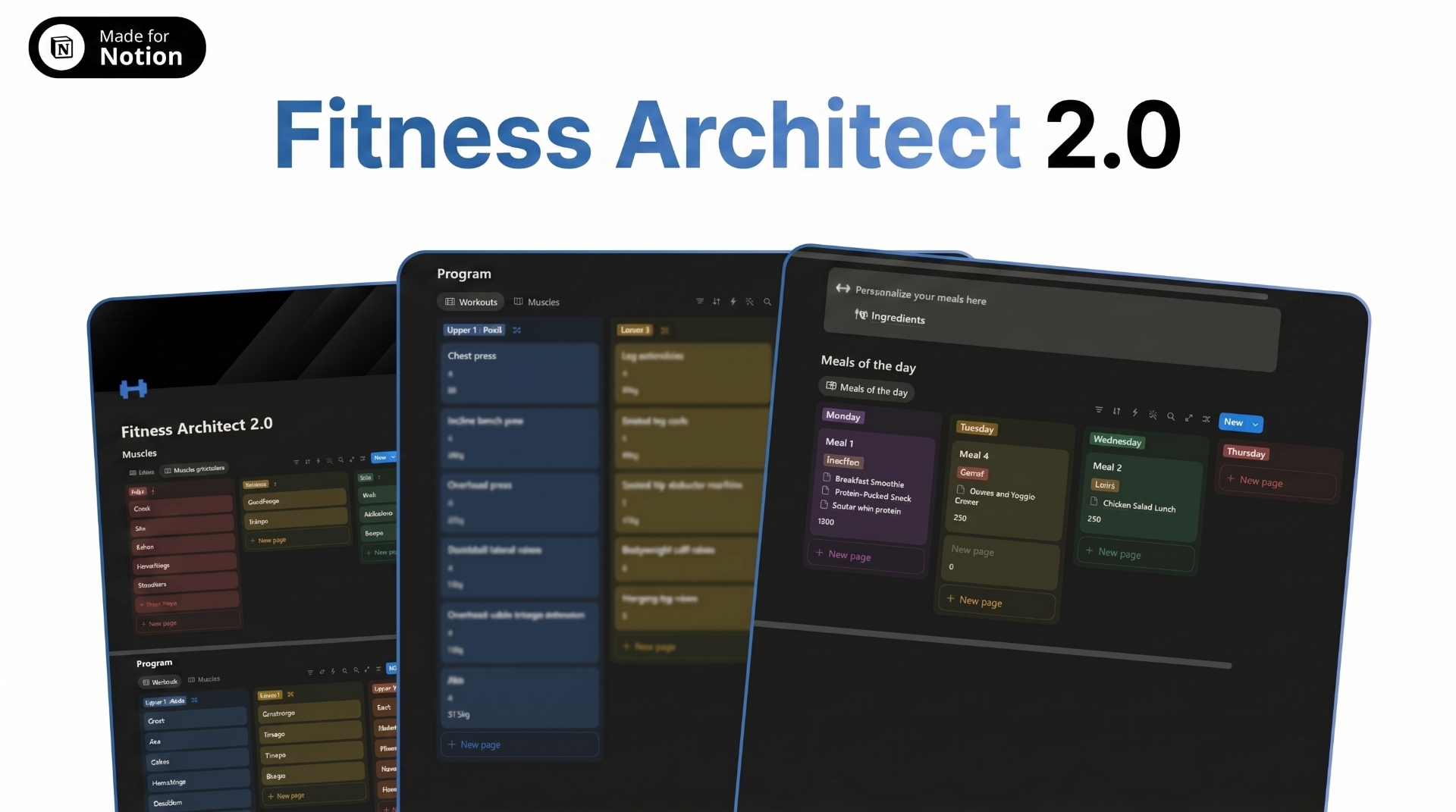Fitness Architect 2.0 — three devices preview