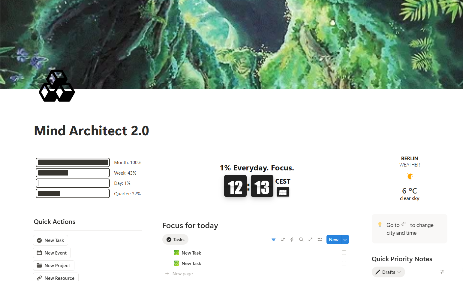 Mind Architect 2.0 — main dashboard