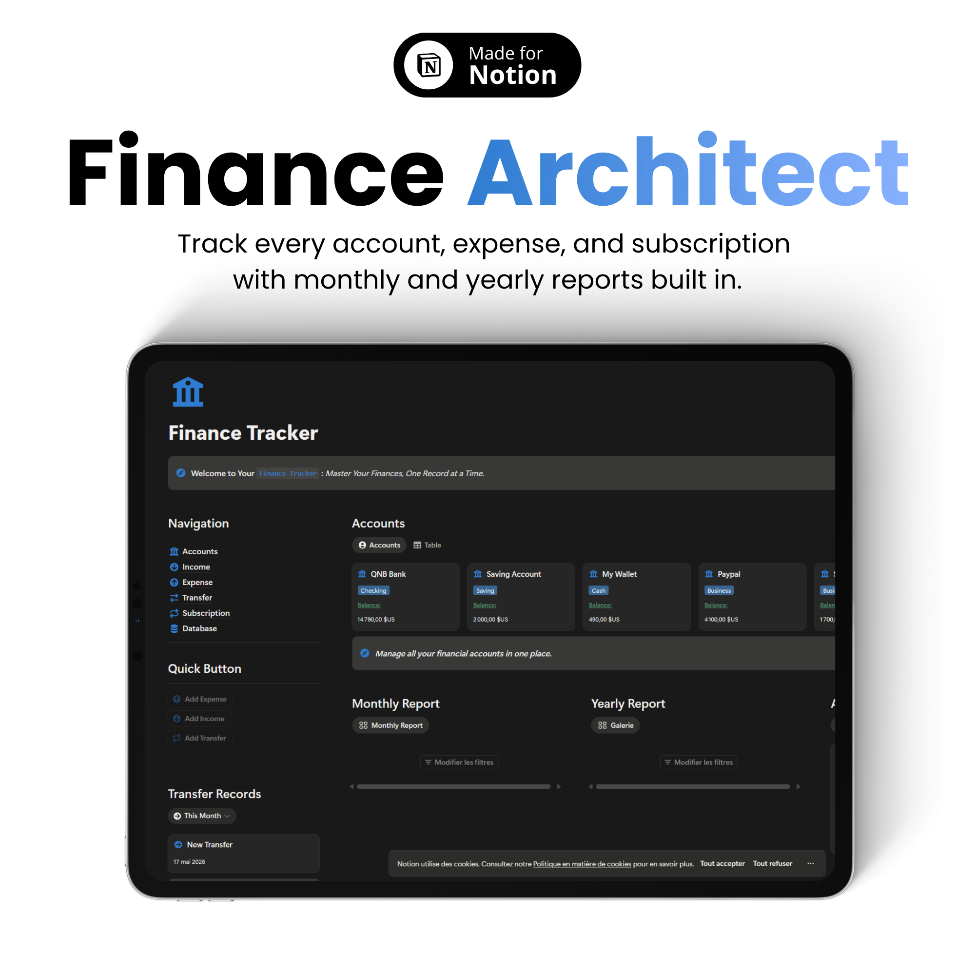 Finance Architect — free Notion template preview