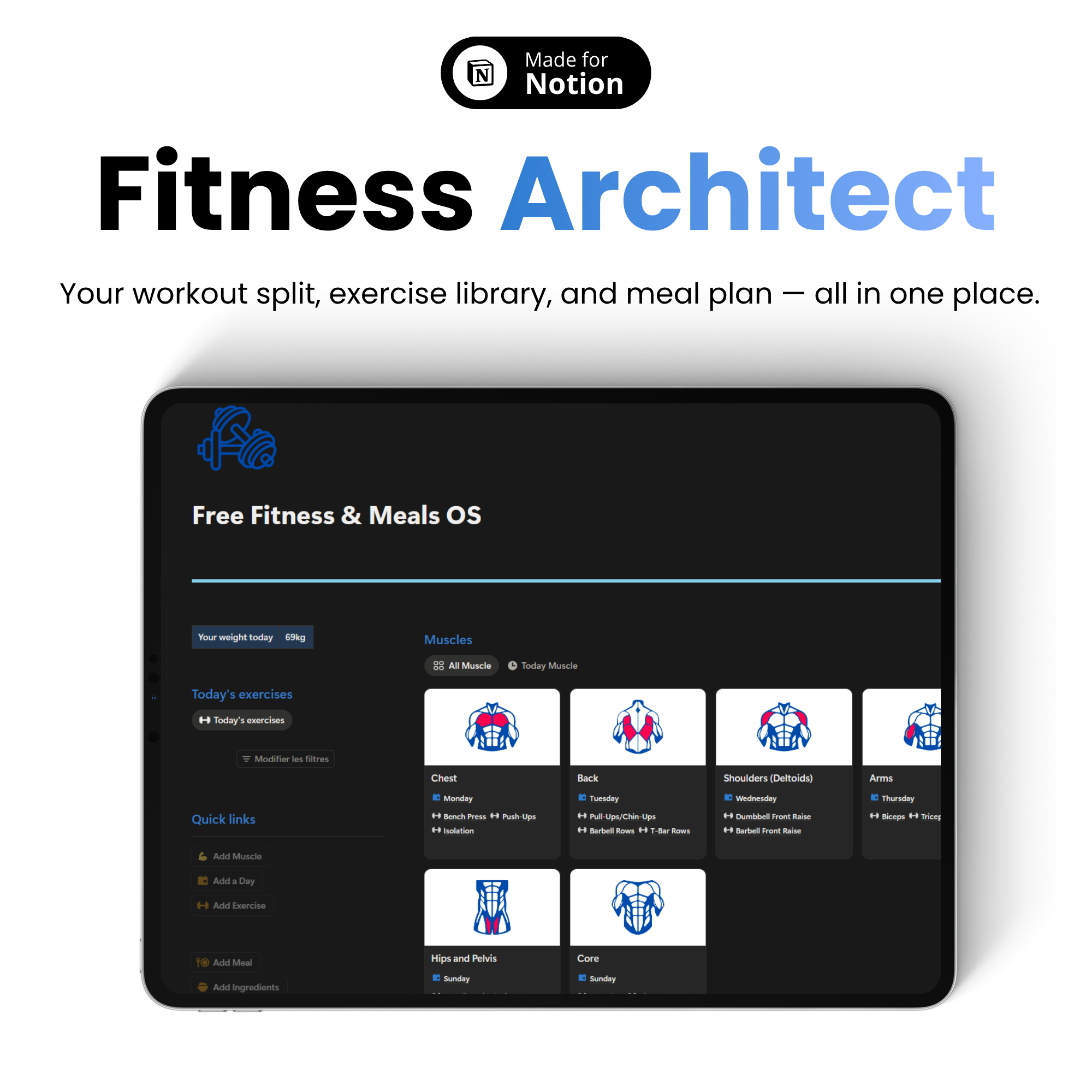 Fitness Architect — free Notion template preview