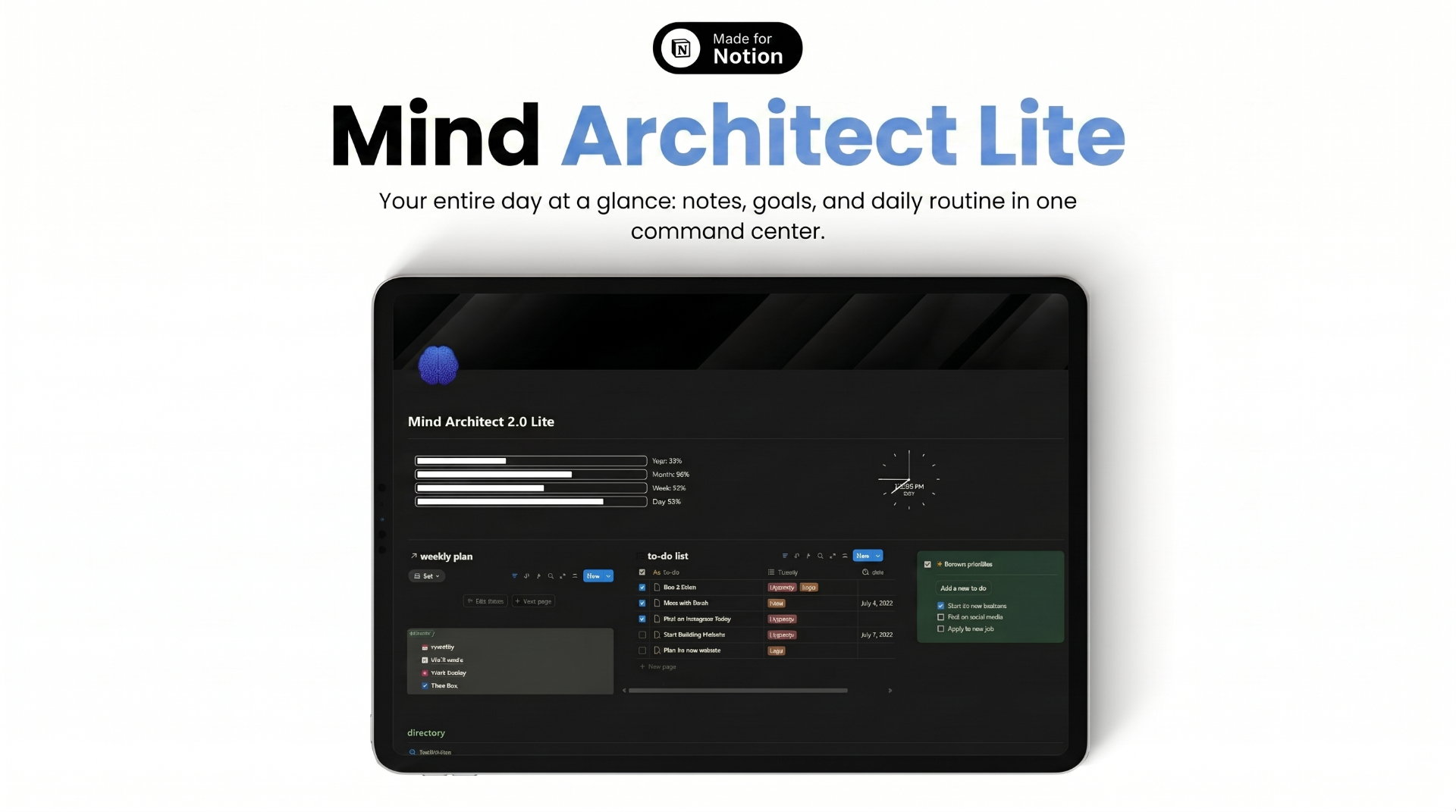 Mind Architect Lite — free Notion template preview