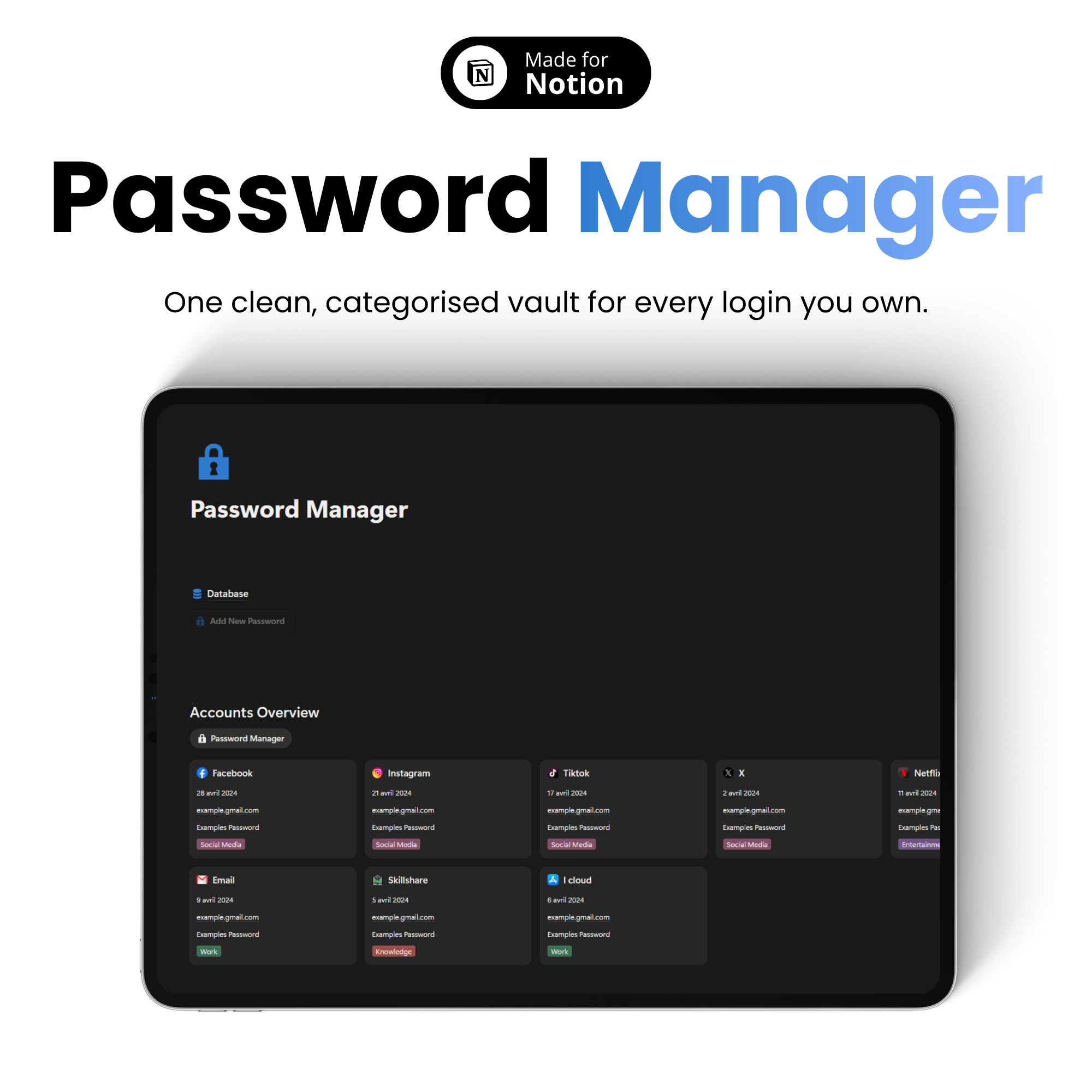 Password Architect — free Notion template preview